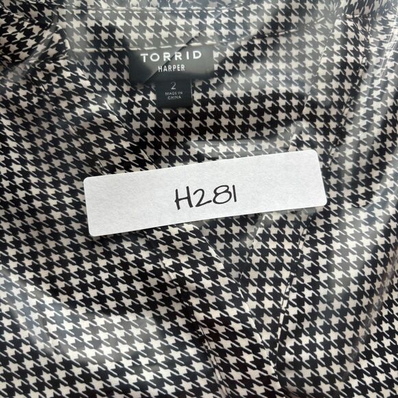 Torrid Harper Studio Crepe De Chine 3/4 Sleeve Blouse Houndstooth Size 2 2X H281 - Picture 10 of 10